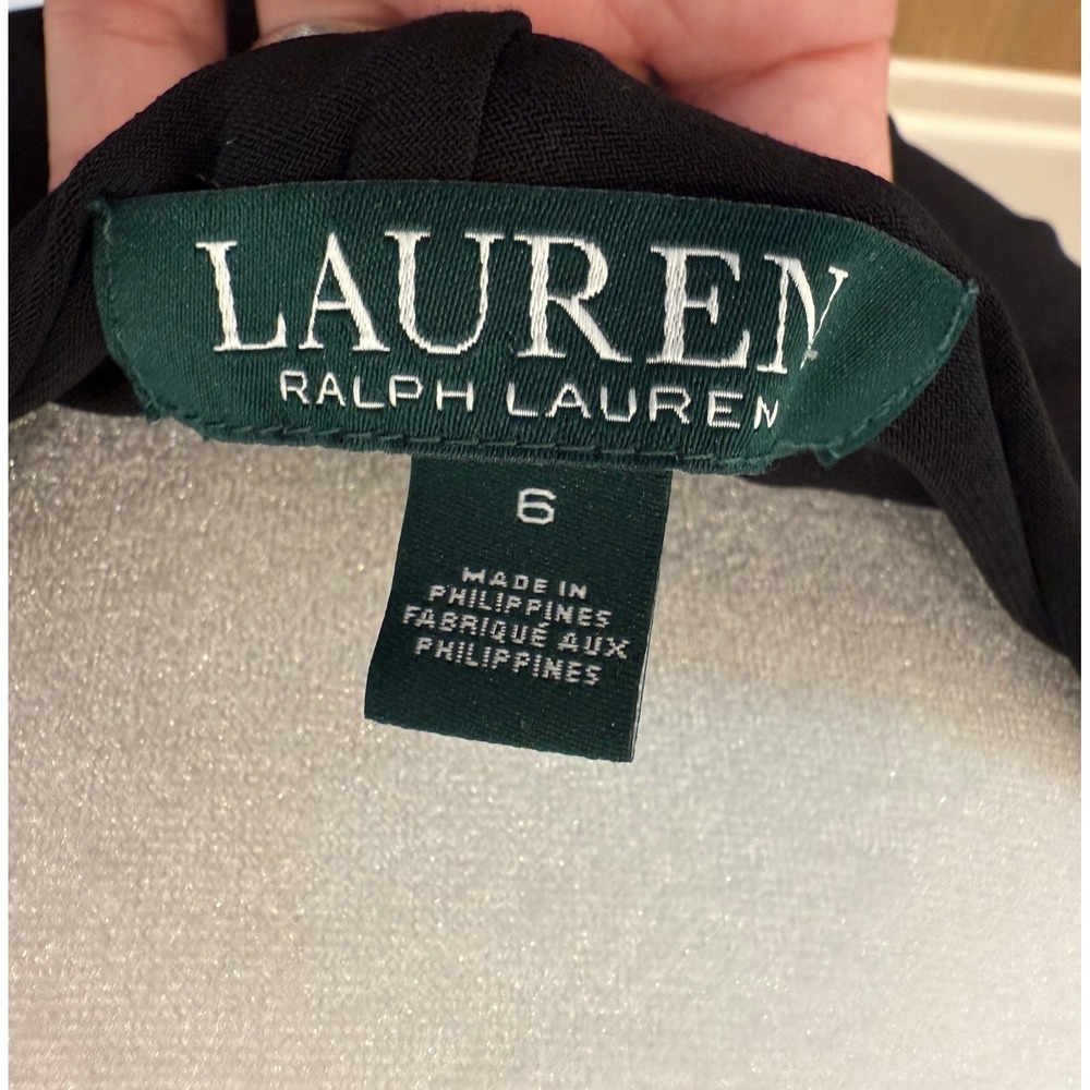 Lauren Ralph Lauren Black Sleeveless Cowl Neck Dress Ruched Sheath Bodycon 6 - Picture 5 of 9